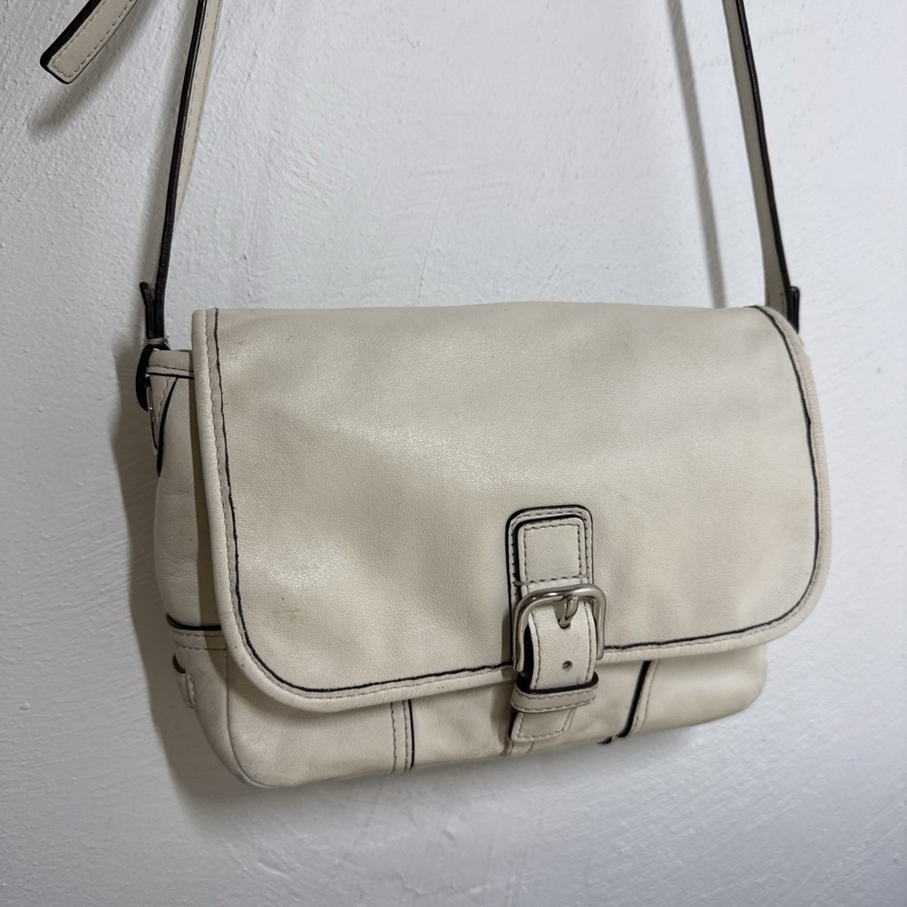 COACH HADLEY Small White Leather Buckle-Trim Field Bag Crossbody F29763 - Picture 13 of 16